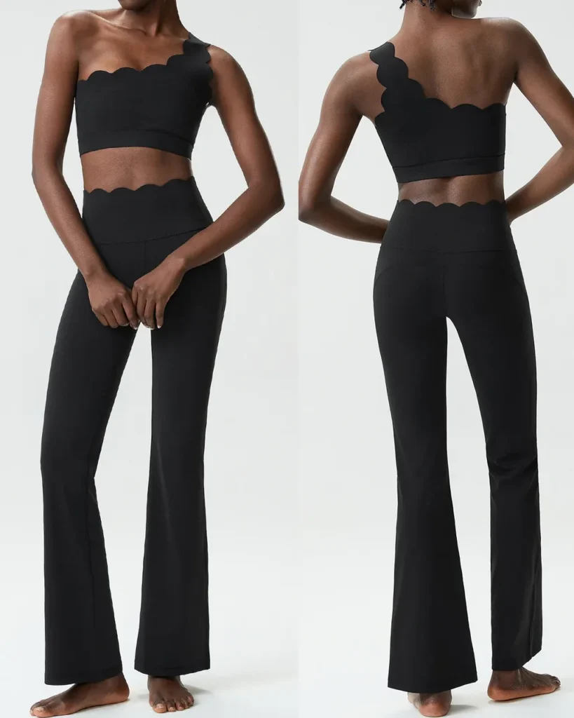 Conjunto Yoga Fluido De Hombro Único Sin Costuras – Tallas Grandes - negro