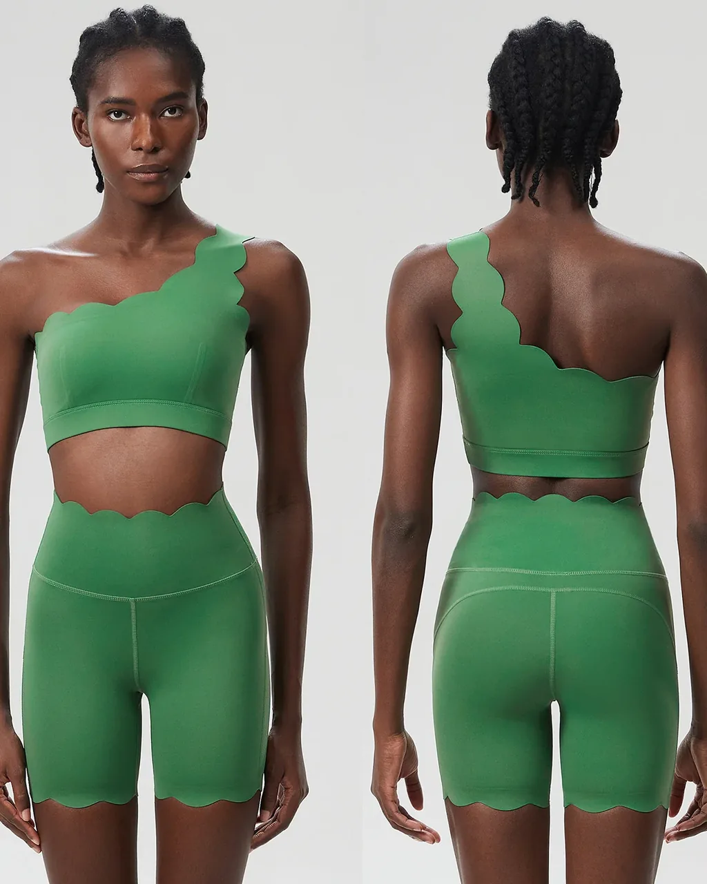 Conjunto Yoga Verano Sin Costuras En Lycra Elástica Para Tallas Grandes - verde