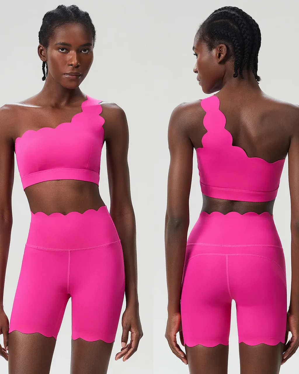 Conjunto Yoga Verano Sin Costuras En Lycra Elástica Para Tallas Grandes - rosa intenso