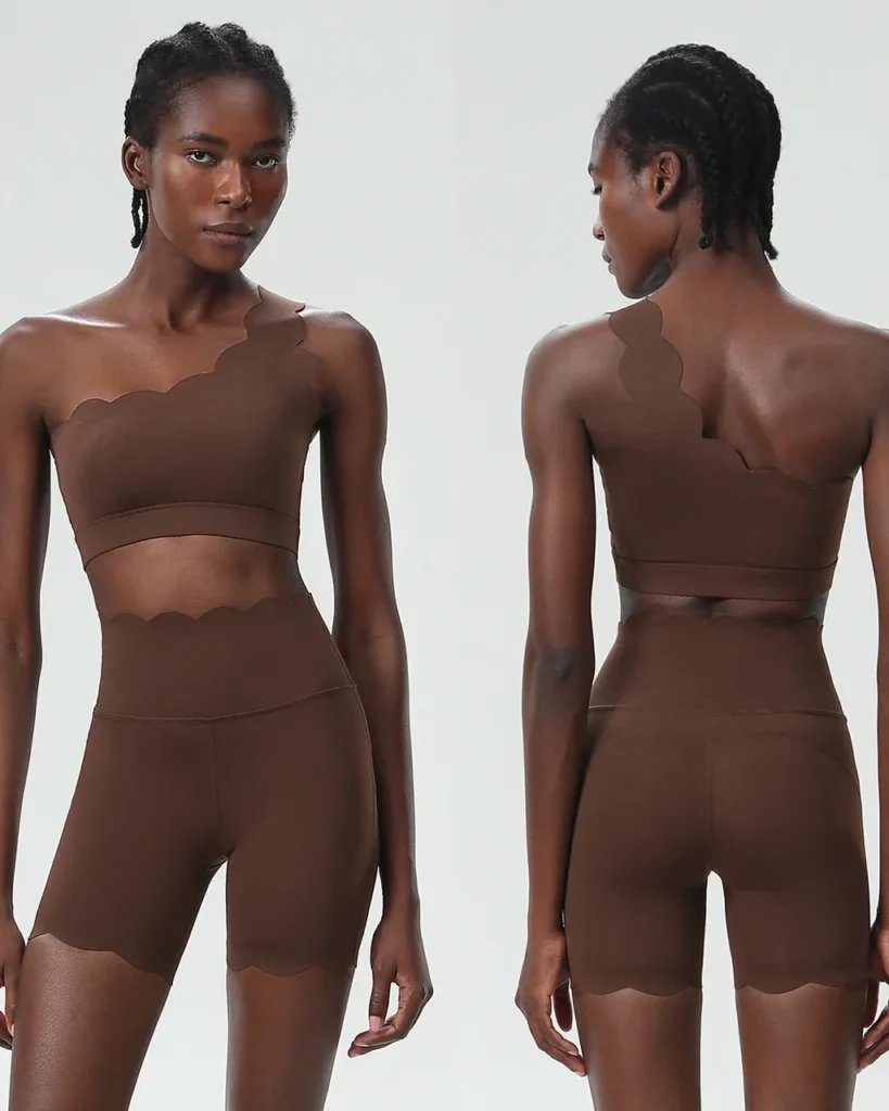 Conjunto Yoga Verano Sin Costuras En Lycra Elástica Para Tallas Grandes - Vintage Dark café marrón