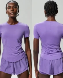 Seamless Ice Silk Quick Dry Summer Plus Size Yoga Fitness 2-Piece Set - Vintage Lavender Indigo