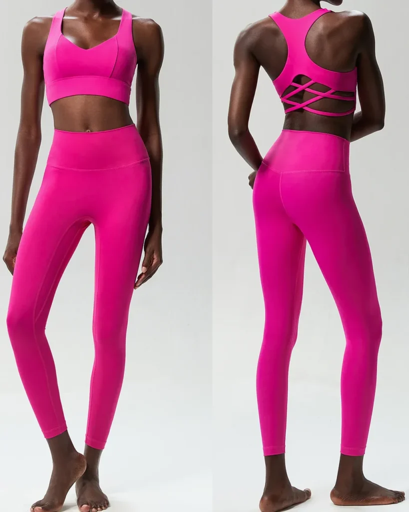 Conjunto Deportivo Sin Costuras En Licra, Sensación Nude, Secado Rápido Y Talla Grande - fucsia