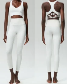Seamless Lycra Nude Feel Quick Dry Plus Size Tight Yoga Fitness 2-Piece Set - White