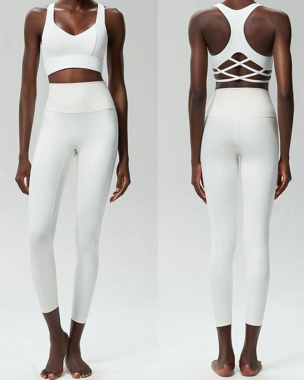 Conjunto Deportivo Sin Costuras En Licra, Sensación Nude, Secado Rápido Y Talla Grande - blanco