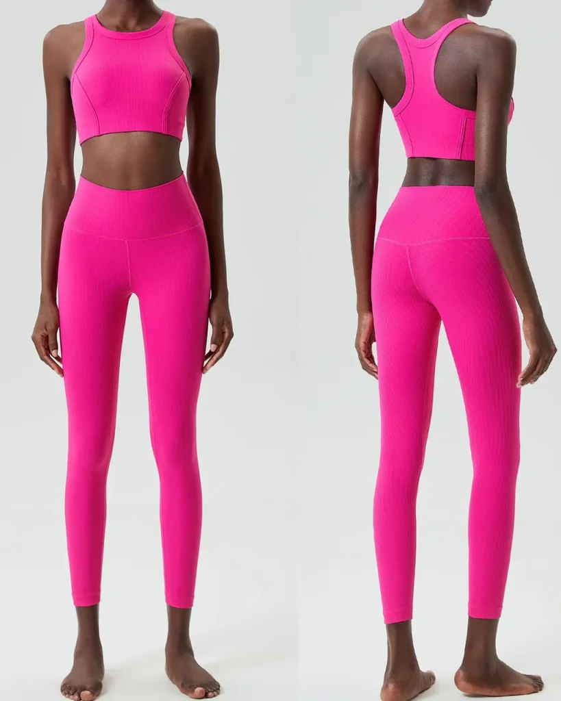 Conjunto Yoga Sin Costuras De Alta Sujeción Con Tiras De Sauce - rosa intenso