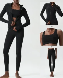Conjunto Fitness Yoga 3 Piezas Para Tallas Grandes - negro