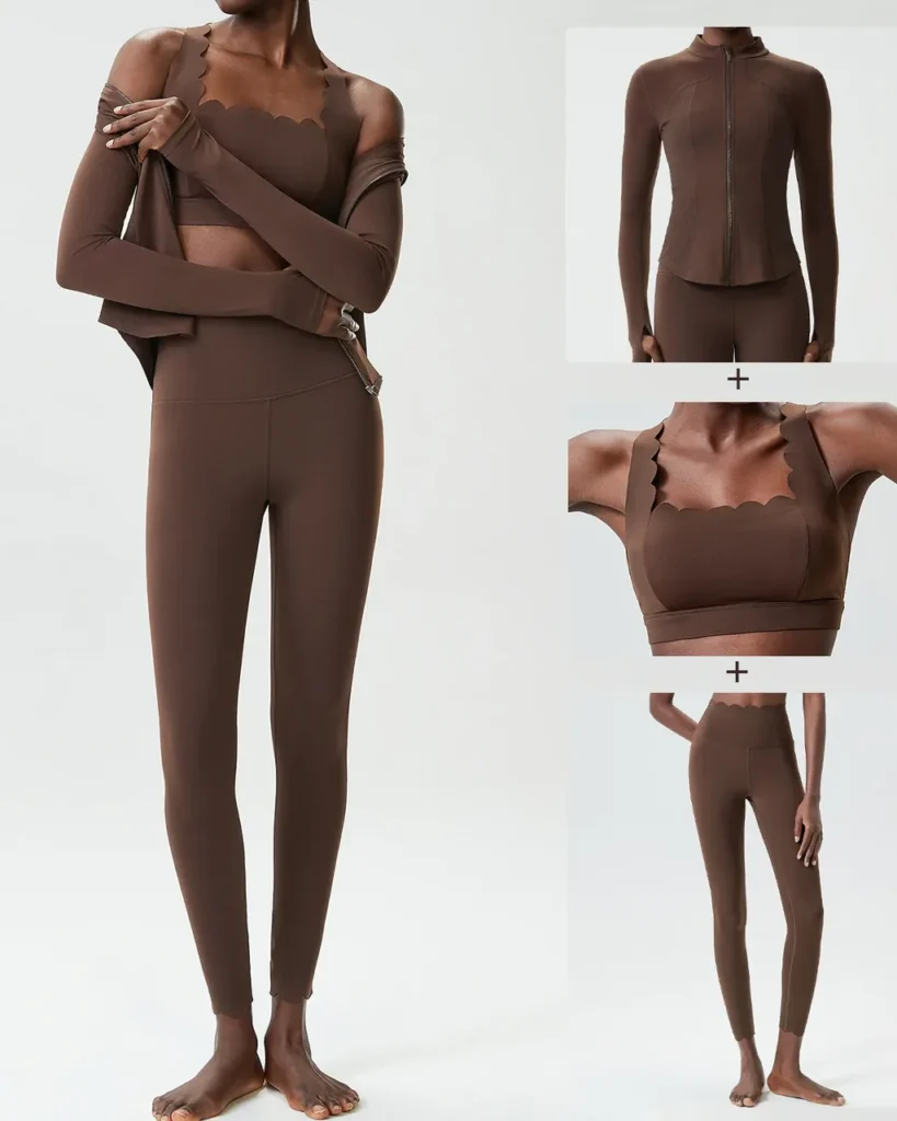 Conjunto Fitness Yoga 3 Piezas Para Tallas Grandes - Vintage Cocoa Walnut