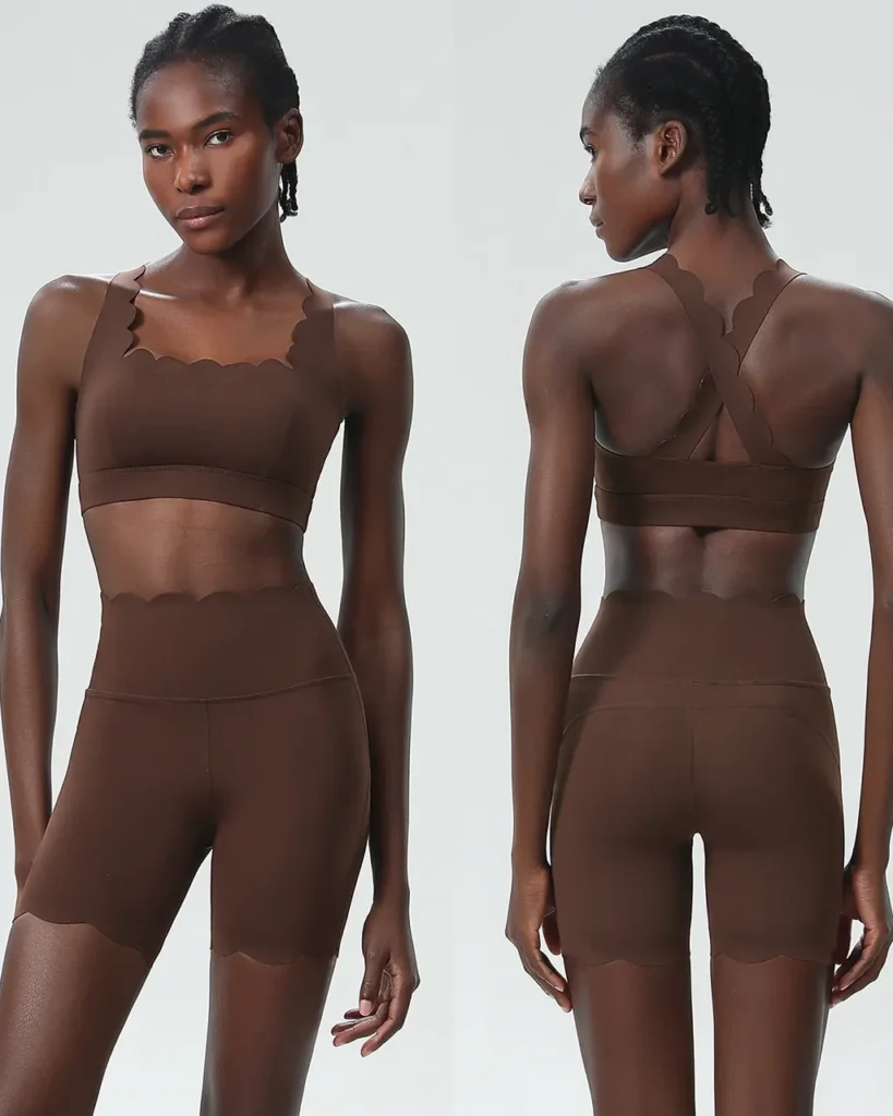 Conjunto Veraniego Sin Costuras Para Yoga Y Running En Tallas Grandes - marrón