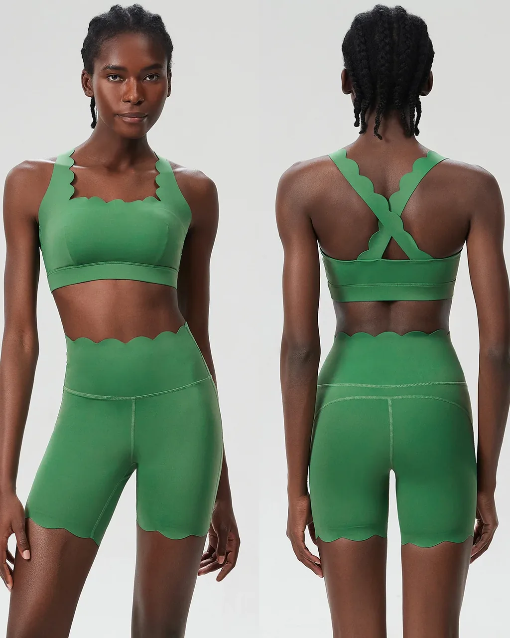 Conjunto Veraniego Sin Costuras Para Yoga Y Running En Tallas Grandes - verde