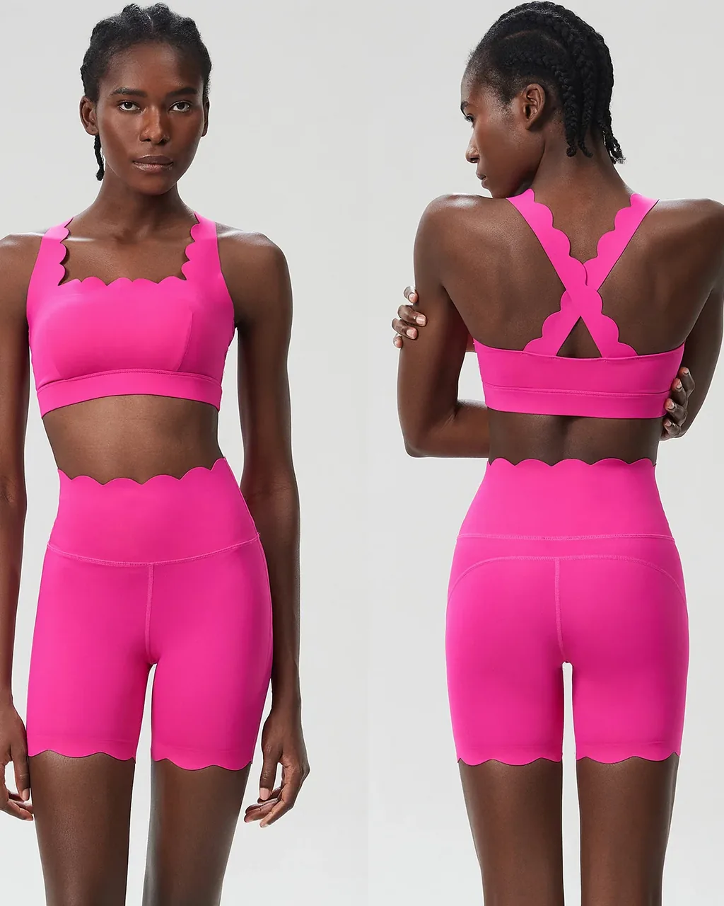 Conjunto Veraniego Sin Costuras Para Yoga Y Running En Tallas Grandes - rosa intenso