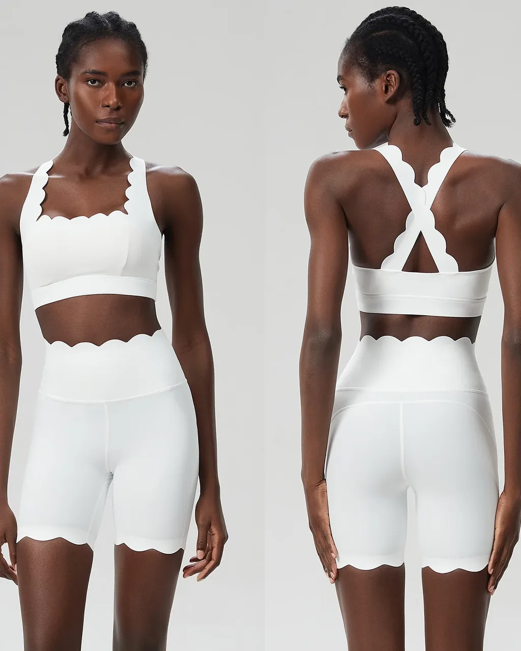 Conjunto Veraniego Sin Costuras Para Yoga Y Running En Tallas Grandes - blanco