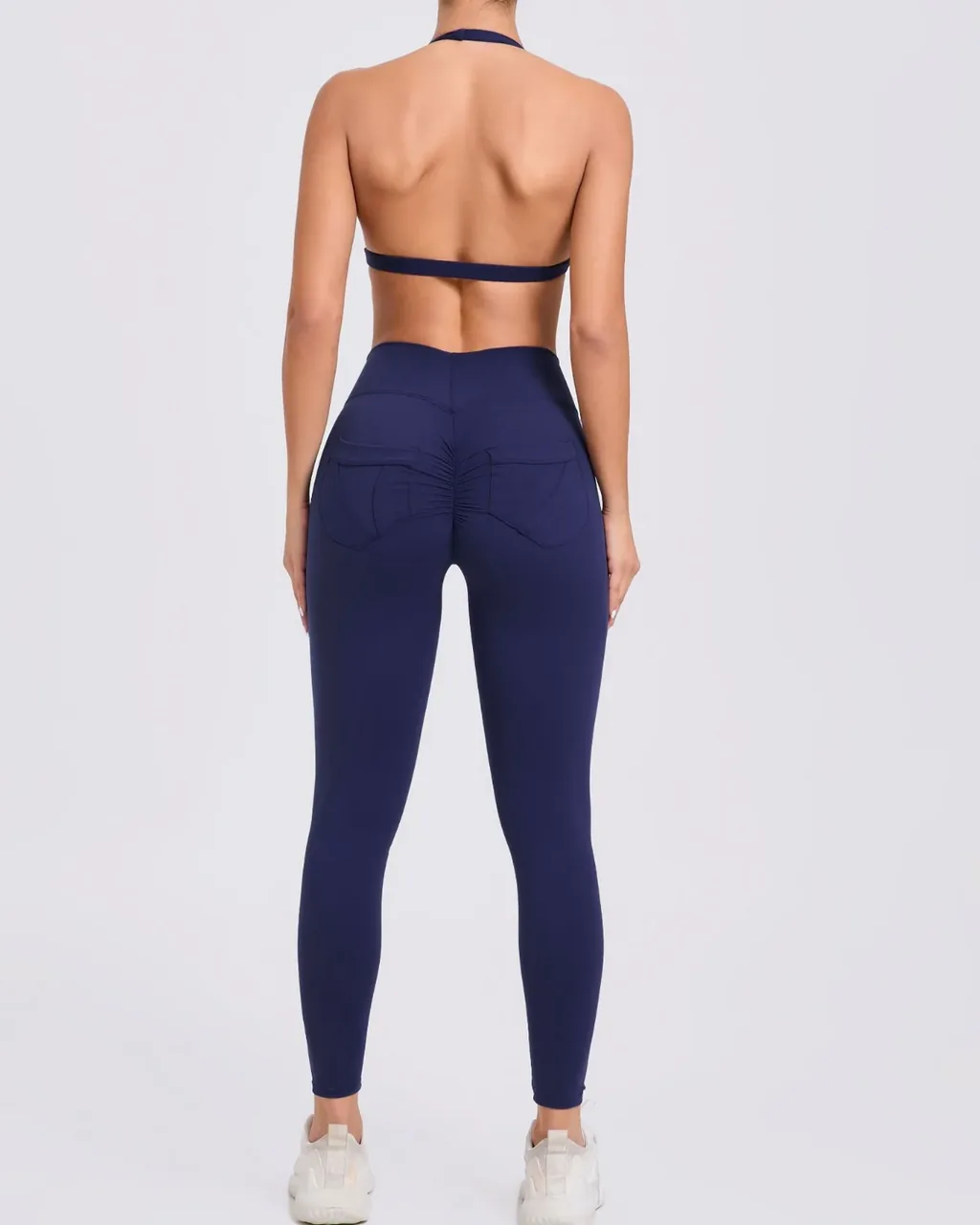 Set Yoga 2 Piezas Con Bolsillo Trasero - azul medianoche