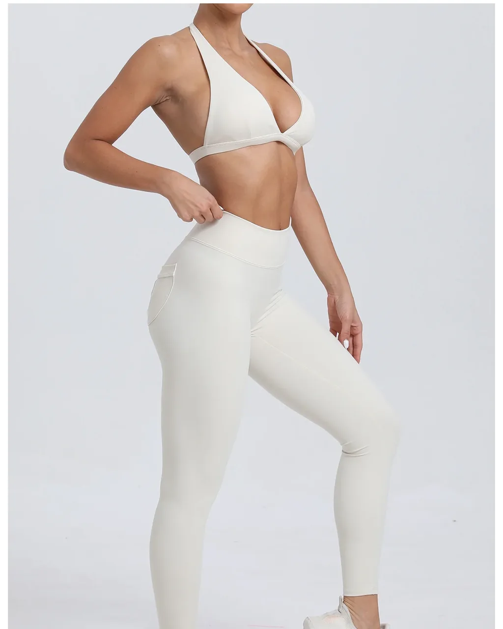 Set Yoga 2 Piezas Con Bolsillo Trasero - blanco