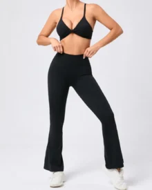 Twist Adjustable Flared Yoga Set - Black
