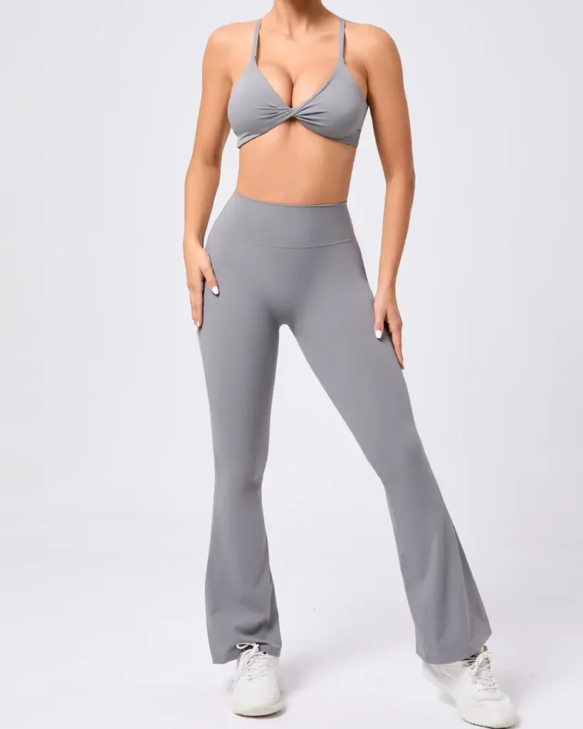Twist Adjustable Flared Yoga Set - Grey