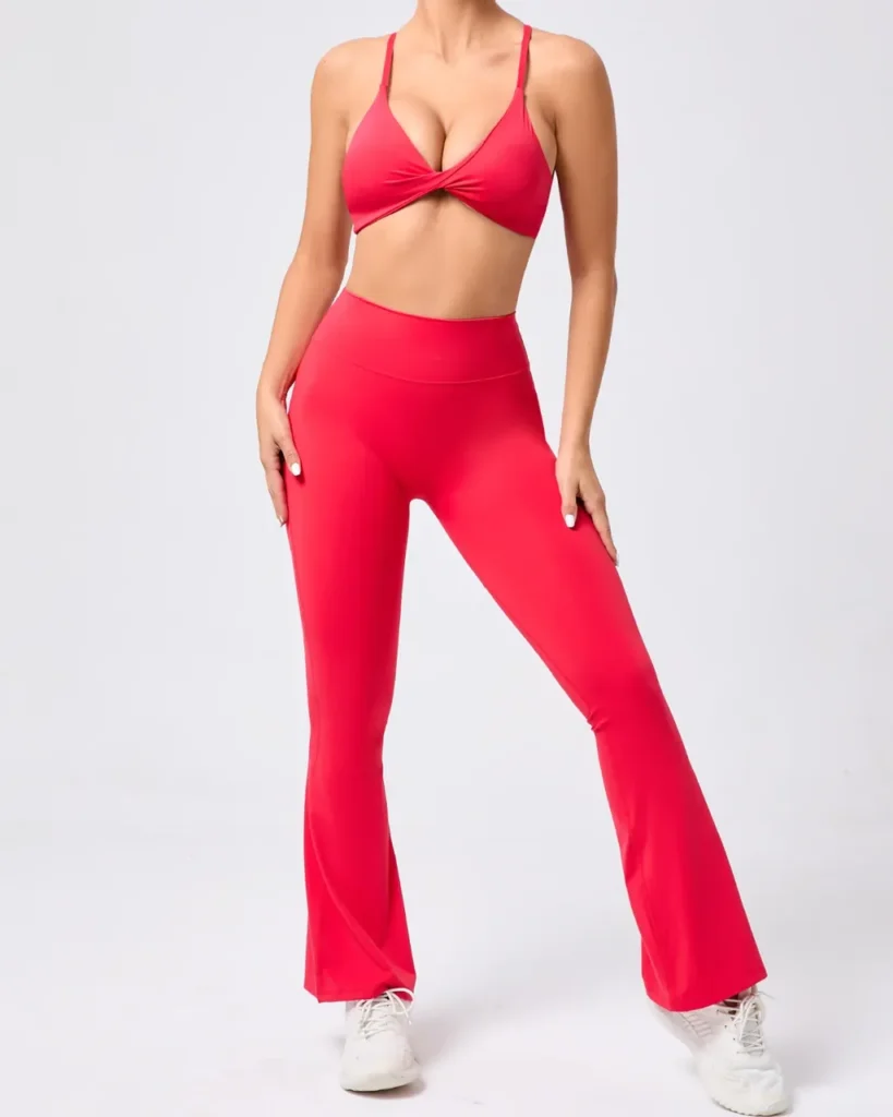 Twist Adjustable Flared Yoga Set - Red