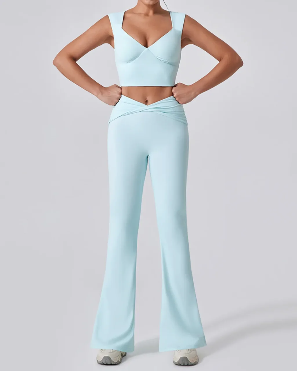 Set Fitness Twist De Cintura Alta - azul bebé