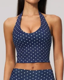 Polka Dot Crewneck Vest With Deep V Back And Backless Design - Midnight