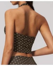 Polka Dot Crewneck Vest With Deep V Back And Backless Design - Olive
