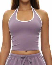 Colorful Yoga Backless Vest With A Neckline Design - Lavender