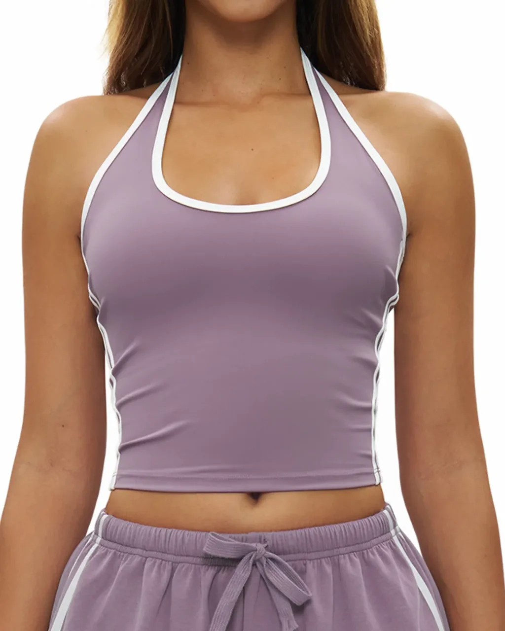 Top Yoga Multicolor Espalda Abierta Y Escote Estilizado - lavanda