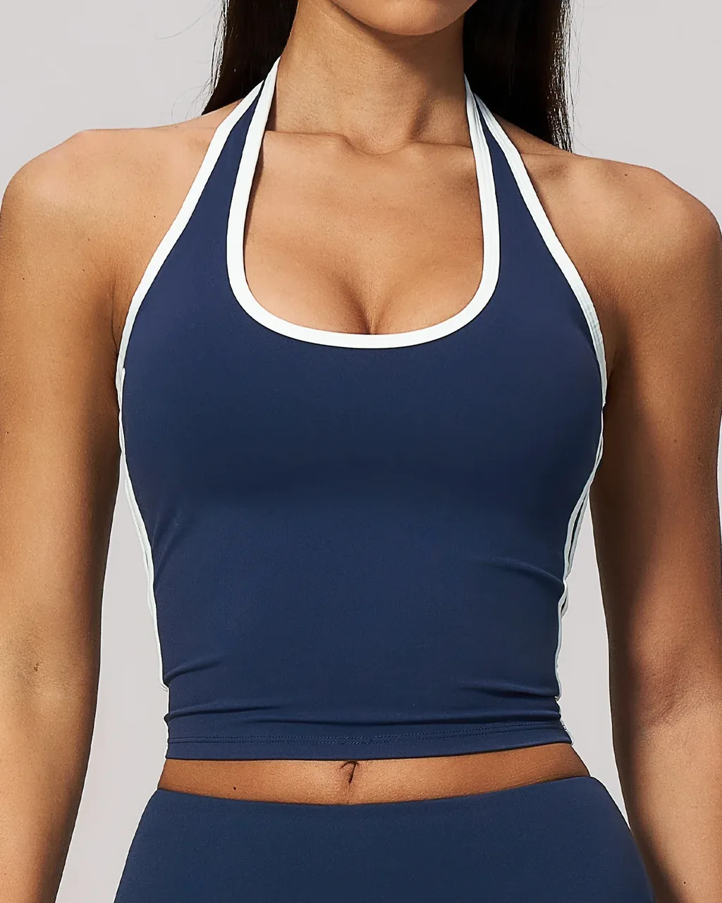 Top Yoga Multicolor Espalda Abierta Y Escote Estilizado - azul medianoche