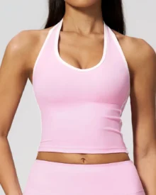 Colorful Yoga Backless Vest With A Neckline Design - Pink