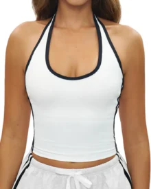 Colorful Yoga Backless Vest With A Neckline Design - White