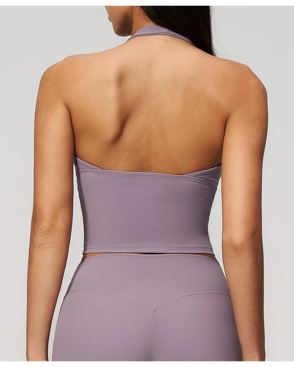 Women'S Yoga Backless Vest With Neck Strap - Purple