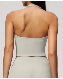 Women'S Yoga Backless Vest With Neck Strap - Silver