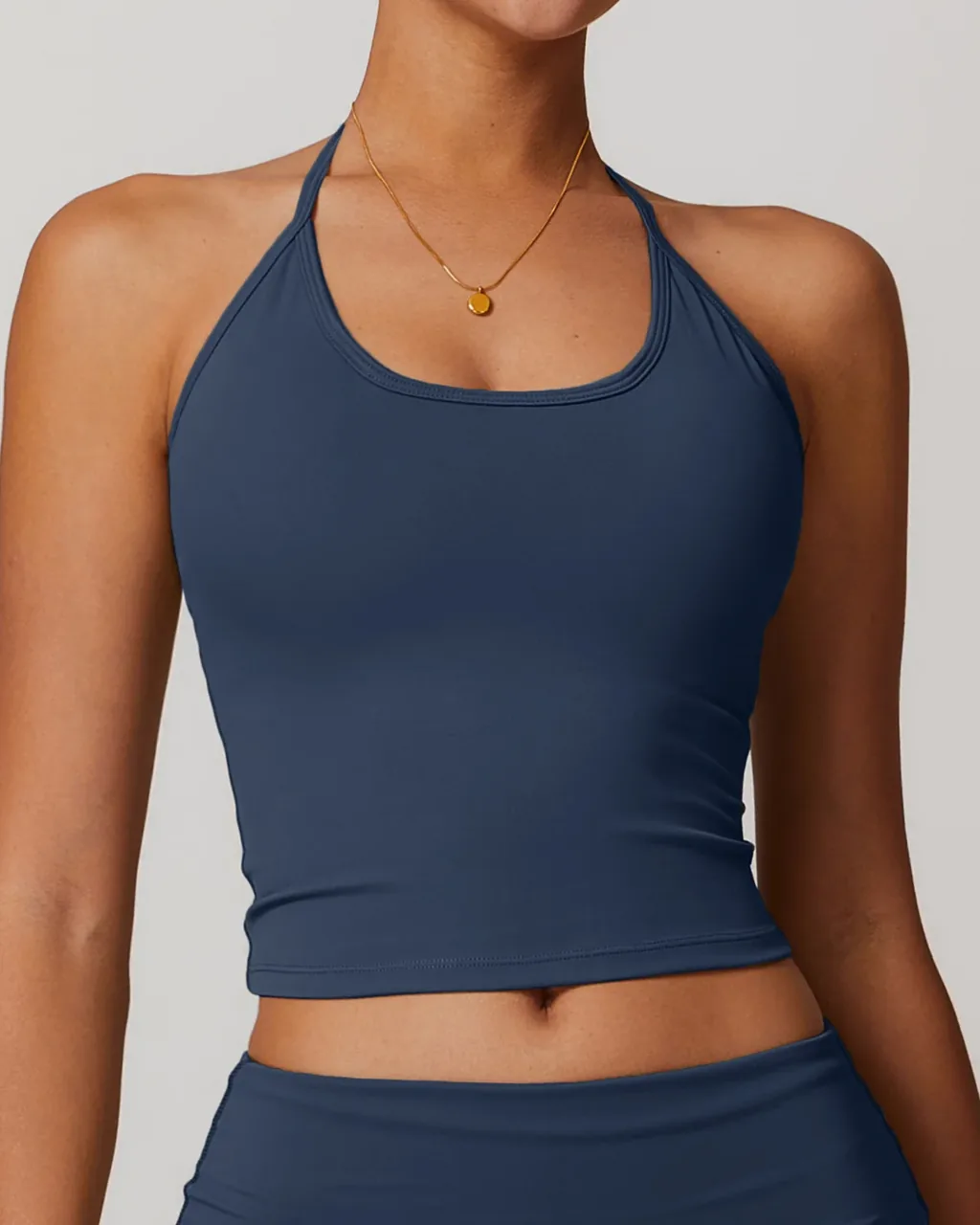 Vestido Yoga Con Sostén Integrado Y Espalda Descubierta - azul marino