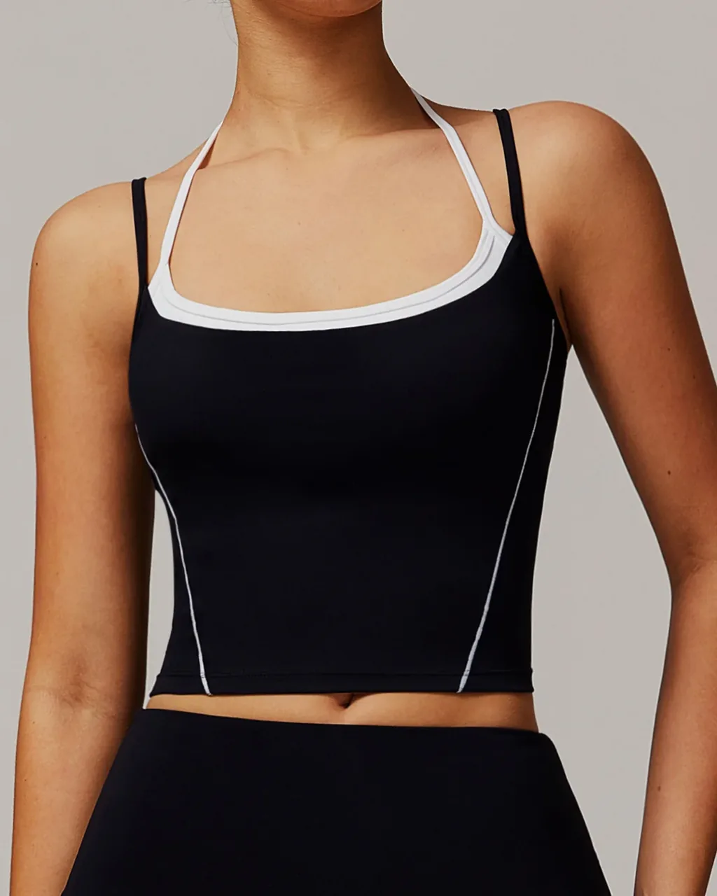 Sujetador Yoga De Alto Impacto Estilo Dos Piezas - negro