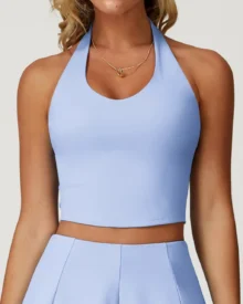 Halter Quick Dry Nude Back Yoga Vest - Baby Blue