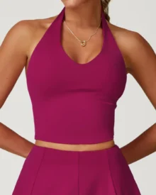 Halter Quick Dry Nude Back Yoga Vest - Fuchsia