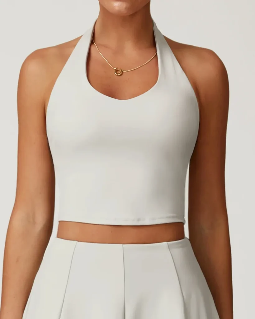 Halter Quick Dry Nude Back Yoga Vest - White