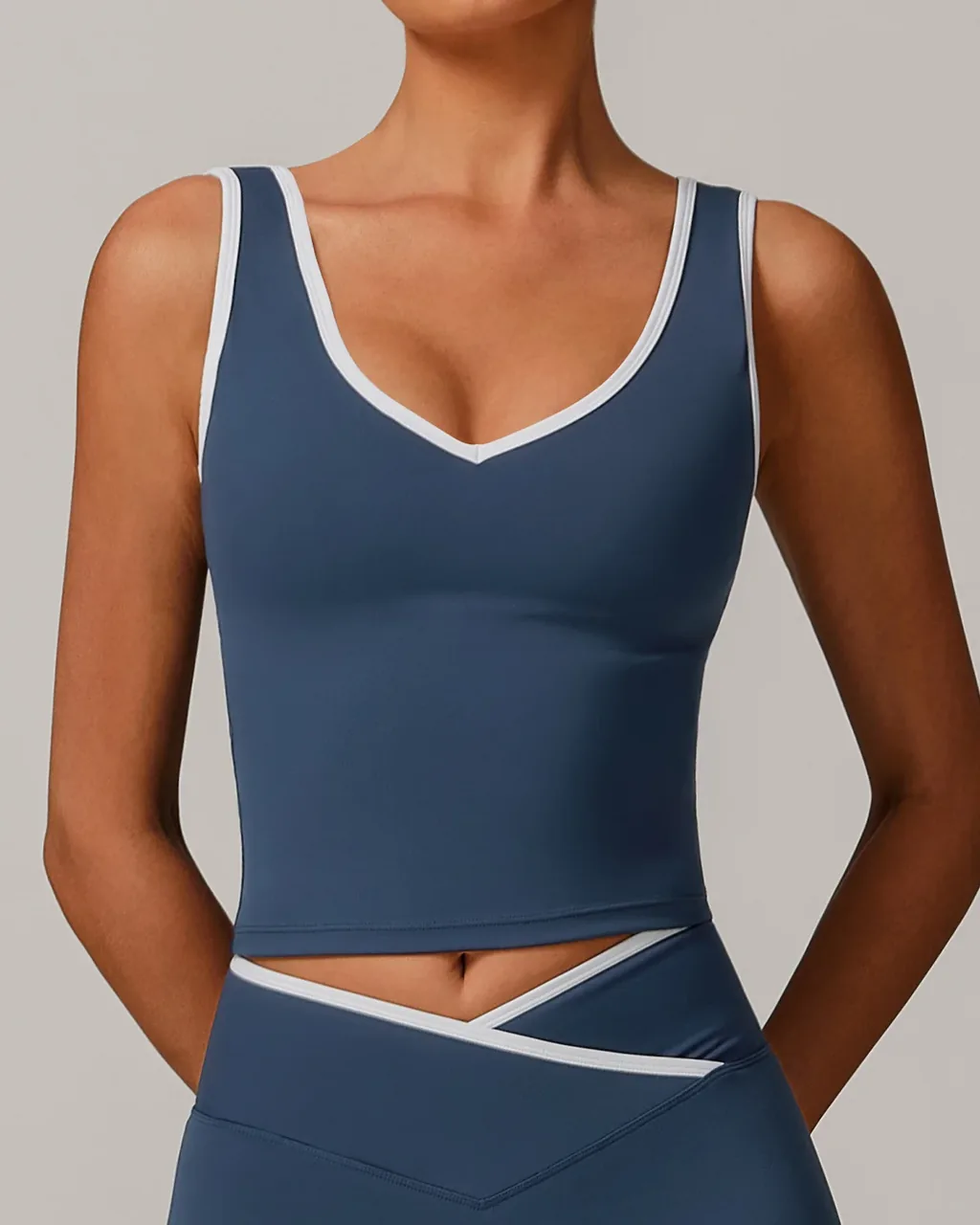 Vestido Yoga Nude Sin Espalda Con Bloques De Color - pizarra