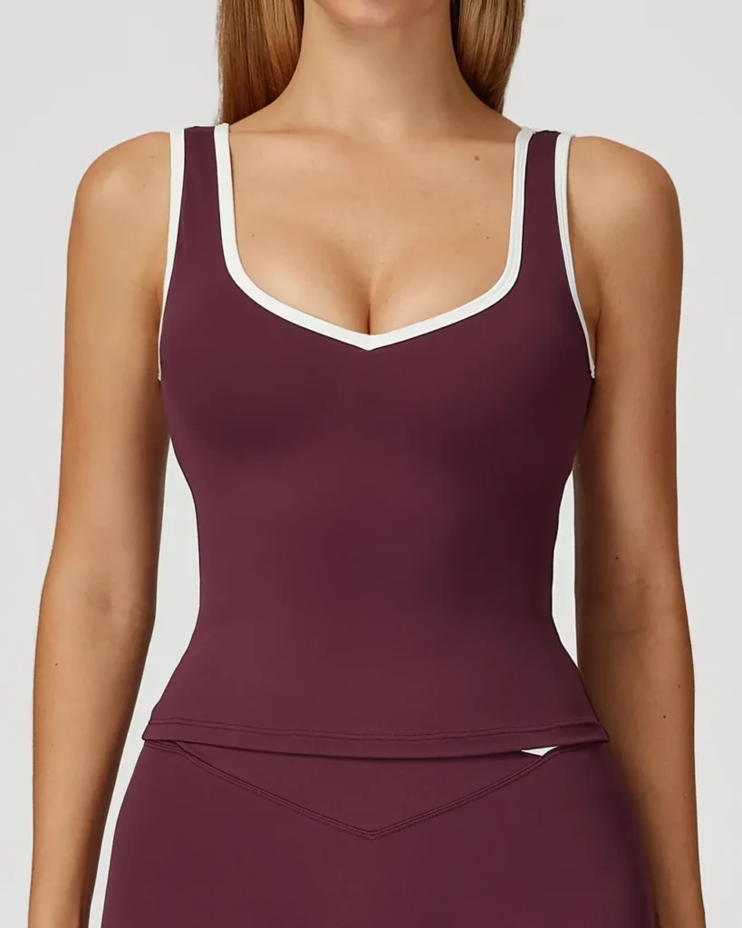 Color Block Backless Nude Tight Yoga Vest - Wine