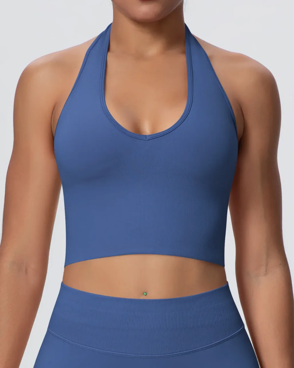 Sostén Yoga Sin Costuras Y Sin Espalda - azul acero