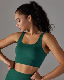 Seamless Solid Dot Strap Backless Bra - Emerald Green