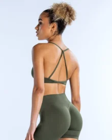 Seamless Backless Cami Sports Top - Olive Green