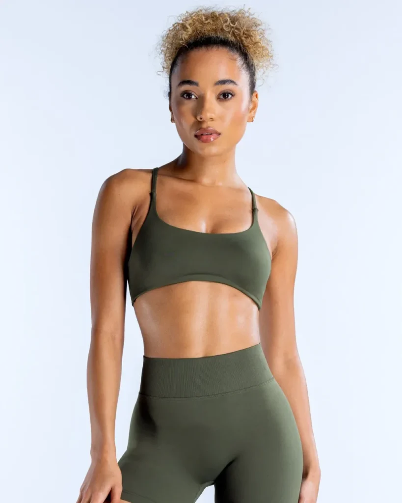 Seamless Backless Cami Sports Top - Olive Green