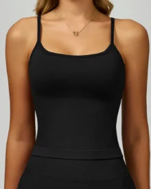 Seamless Color Block Hollow Back Yoga Tank Top - Navy
