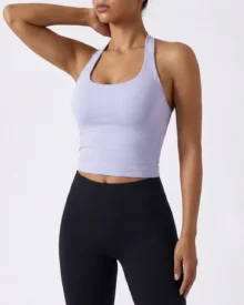 Seamless Halter Neck Women Sports Tank Top - Lavender