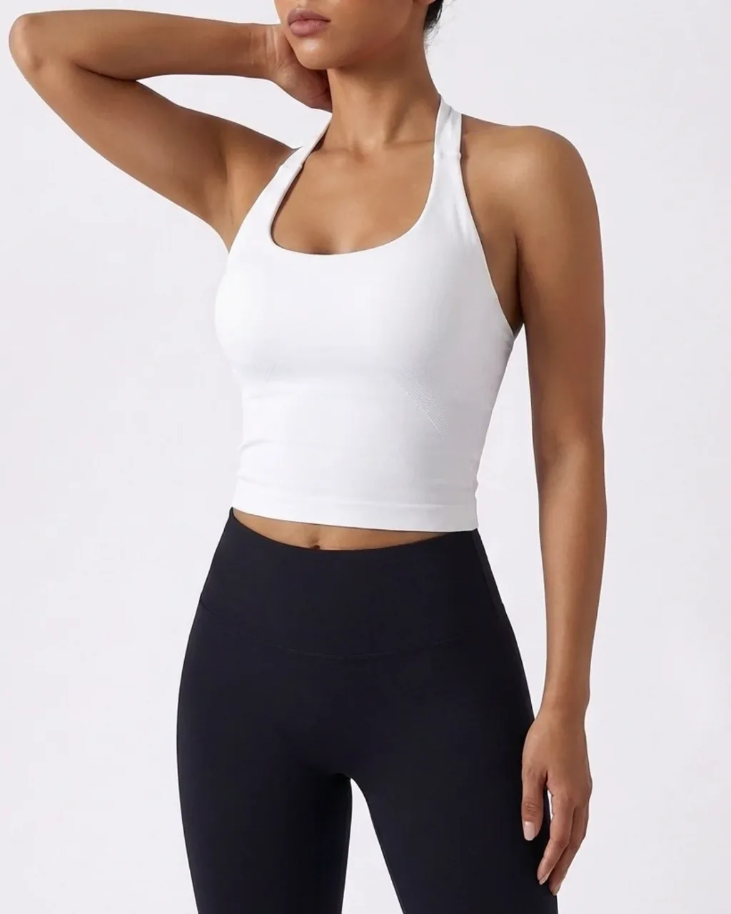 Top Deportivo Sin Costuras Con Cuello Halter - blanco