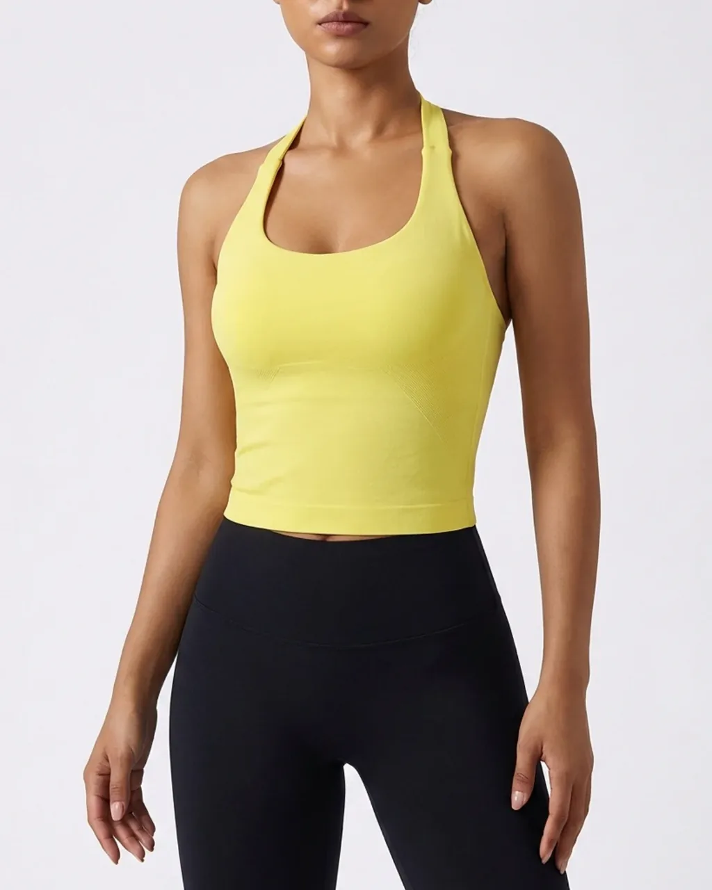 Top Deportivo Sin Costuras Con Cuello Halter - amarillo