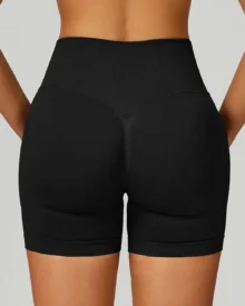 Seamless Color Block Binding Yoga Shorts - Navy