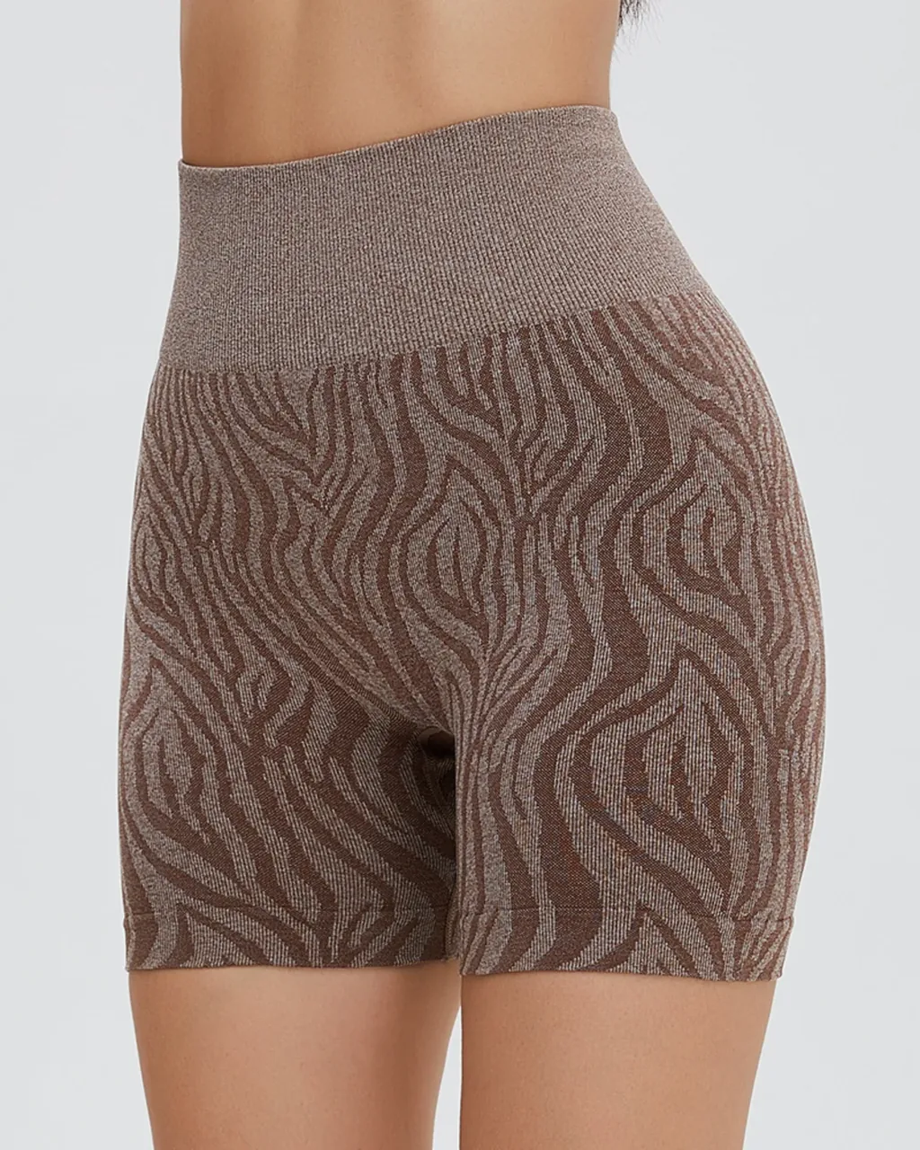 Shorts De Yoga Elásticos Y Transpirables - marrón