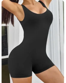 Backless V-Neck Yoga Jumpsuit - Midnight
