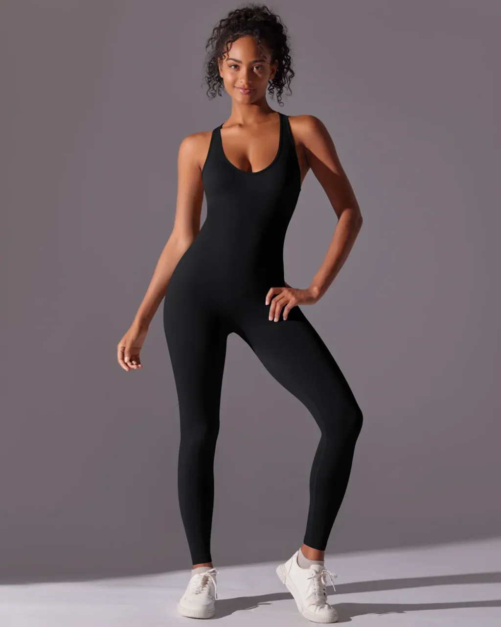 Jumpsuit Slim Sin Costuras - negro