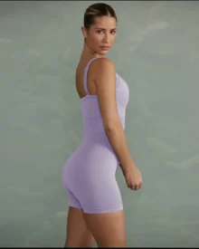 Seamless Knit Women Yoga Fitness Jumpsuit - Lavender